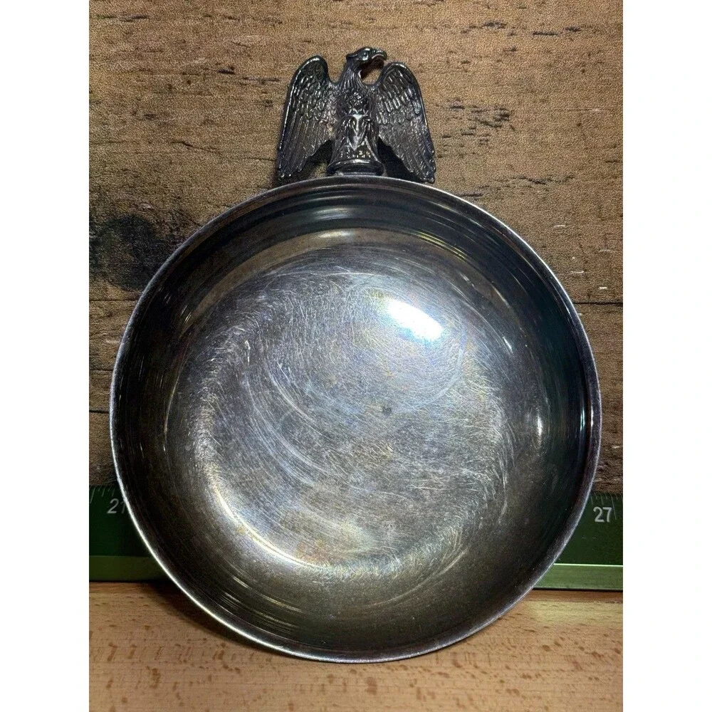 🔥VTG Sterling Silver Plate Porringer bowl or Baby Feeding Dish Americana Patina